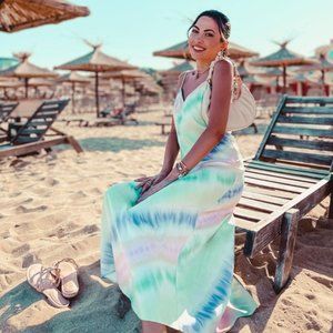 Zara Tie Dye Satin Slip Dress